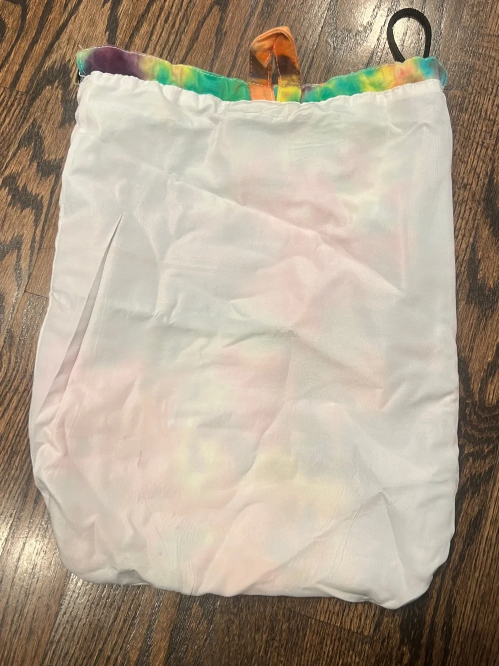 Undee Bandz Drawstring Backpack Tie Dyed with Multicolor Grommets Peace Symbol